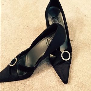 Mootsies Tootsie Evening Shoe in Black Satin